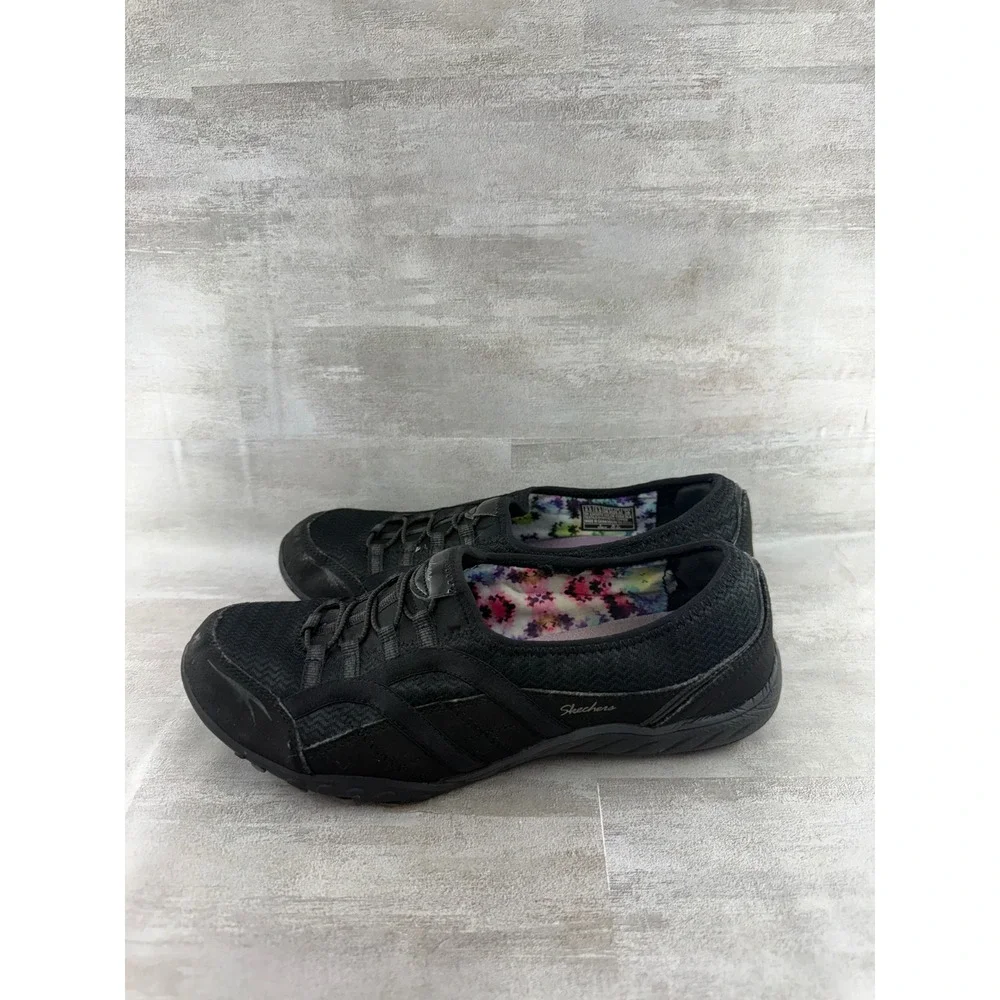 Skechers Relaxed Fit Memory Foam Black Bungee Slip On Shoes 23030TX Women Sz 8.5